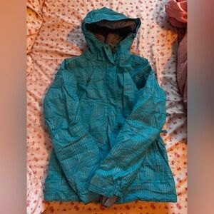 vintage women’s 686 ski snowboard jacket size m blue plaid 2000s print